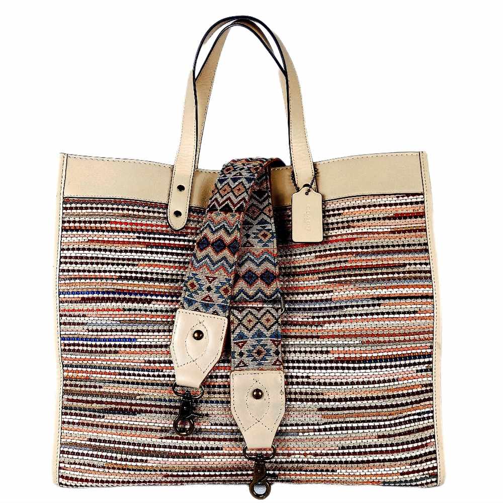 HUGE COACH RARE/HTF XL UPWOVEN LEATHER FIELD TOTE 40